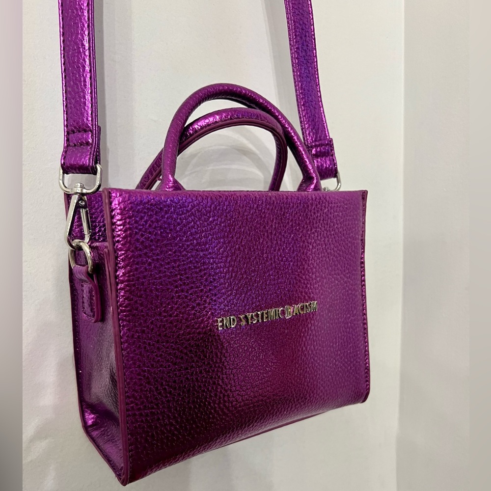 Brandon Blackwood End Systematic Racism tote matalic purple tote